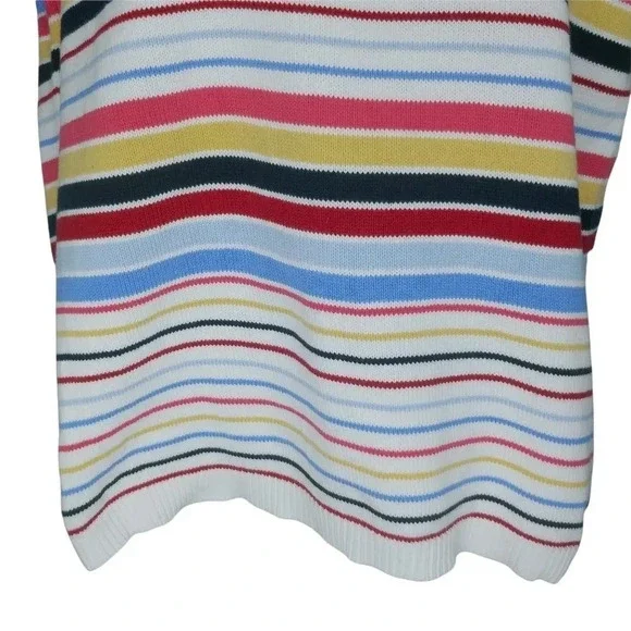 Striped Knit Top, Short  Sleeves, Colorful, L - Picture 4 of 5